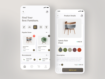 Furniture Mobile app android app design app design clean clean design clean ui dribbble best shot furniture furniture app furniture design furniture store uiux