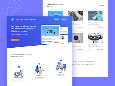 Funding Startup Website blue clean clean ui drone illustration startup uiux web design webdesign