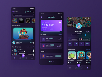 NFT Marketplace Mobile Apps android app design app design clean dark theme modern nft nft nft app nft masrketplace nft mobile nft ui design ui ux mobile app