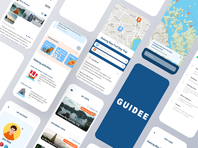 Guidee - tourist trip assistant mobile app tourism travel trip assistant ui ux