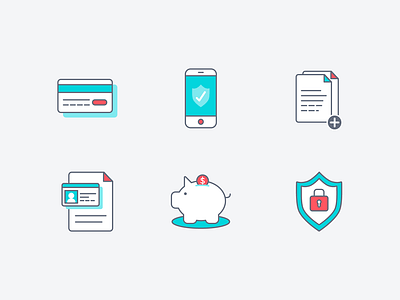 Icon set: financial security bank bank account credit card financial icons illustration security verify