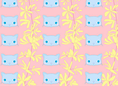 blueberry garden kitties backgrounds flat illustration pastel vector