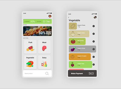 Grocery app UI app branding design designs food food desivery icon minimal ui ux