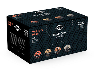 Kramoda Variety K-Cup Carton beverage kcup coffee packaging vector typography illustration graphic design design branding