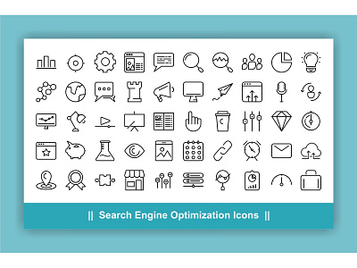 SEO Icons Set business design development icon illustration internet marketing media mobile network optimization seo set sign social symbol technology vector web website