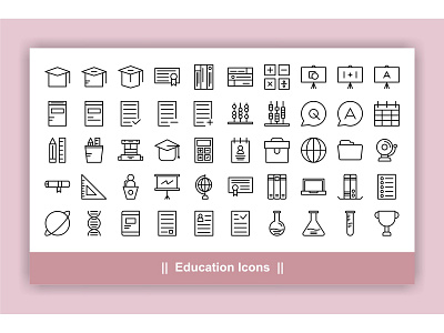 Education Icons Set art book business collection computer education flat icon learning line school science set study symbol technology transportation university vector web