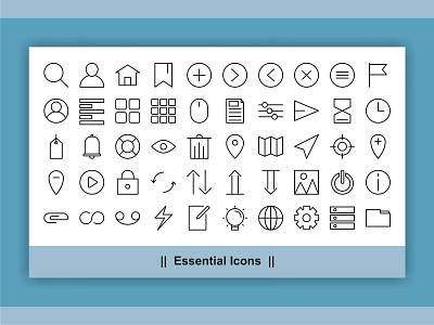 Essential Icons business concept design essential graphic icon illustration info interface isolated line modern object set sign symbol thin unusual vector web