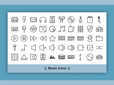 Music Icons dj equipment icon illustration instruments media microphone mixer music musical note piano record set sign sound speaker studio symbol vector