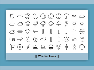 Weather Icons cloud cloudy forecast icon moon rain rainy set sign sky snow snowflake storm sunny symbol temperature thunderstorm vector weather wind