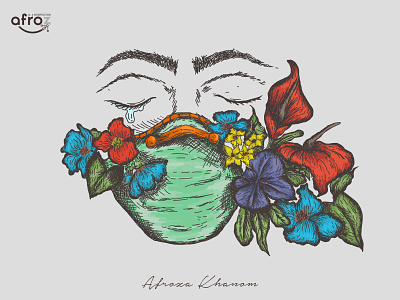 Sorrow of Pandemic (illustration) adobe illustrator art covid covid 19 flower hand drawn illustraion illustration illustration art mask pandemic vector vintage women