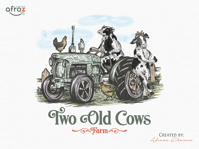 Tow old cows adobe illustrator beautiful logo branding design graphic design illustration logo vector watercolor