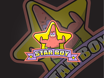 Patrik Mascot Logo branding design esportlogo esports gaming gaminglogo illustration logo mascot mascotlogo spongebob star starboy vector