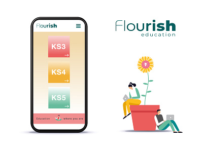 Flourish Education app branding icon illustration illustrator logo typography ui web website