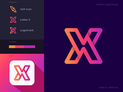 letter x + volt icon logo mark abstract logo app art creative design electric elegant icon illustration letter logo logotype modern logo vector volt voltage x