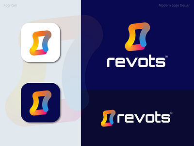 revots - modern r letter logomark abstract logo app attractive logo brand identity branding colorful creative flat gradient icon letter letters logo design logomark logotype mobile app modern motion unique