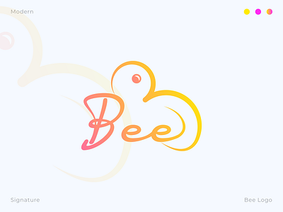 Signature Bee Combination mark logo design abstract logo app bee bees brand brand identity combination mark company creative elegant font gradient graphic design icon letter logo minimalist modern logo signature logo