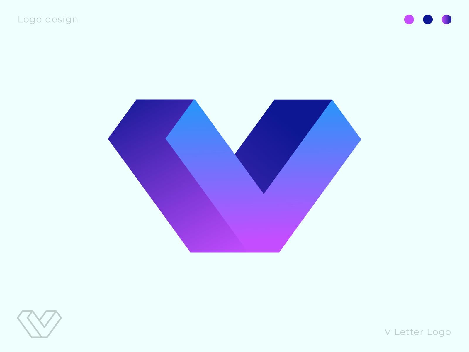 Letter v 3d optical logo icon Royalty Free Vector Image