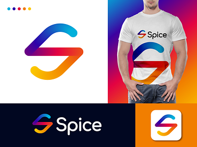 s letter - spice a s d f g h j k l z x c v b app best logo designer in dribbble brand design brand identity creative design flat gradient letter mark logo logotype modern modern logo designer n m p o i u y t r e w q n monogram s letter logo s monogram spice