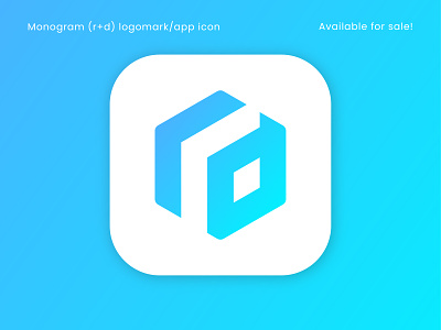 monogram logo| app icon | r letter + d letter in hexagon shape
