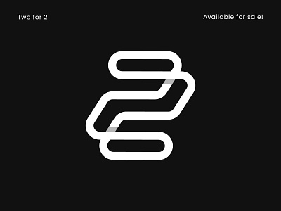 two for 2 2 bold geometric industrial line art logo logomark mark monogram number symbol two for 2