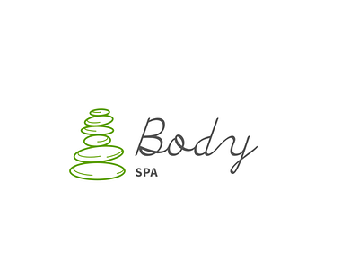 Massage Logo with Green Stones - Turbologo brand design branding design illustration logo logo design massage massage logo relax rest spa stones vector