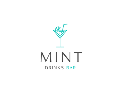 Logo with Mint Cocktail | Turbologo bar brand design branding club cocktail design fresh illustration juice logo logo design mojito nightclub pub vector wineglass