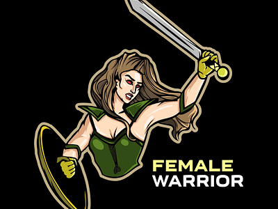 Logo with Female Warrior | Turbologo brand design branding clan design esports esports logo female game gaming gaming logo girl illustration logo logo design sword twitch vector warrior warrior logo woman