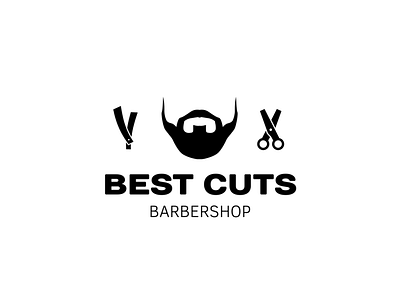 Logo with Beard & Scissors | Turbologo barber barber shop black and white blade brand design branding bread classic design hair sale illustration logo logo design scissors vector