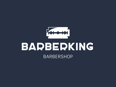 Barber Shop Logo with Blade | Turbologo barber barber shop blade blue brand design branding design illustration logo logo design muscular vector