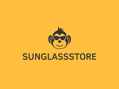 Logo for Sunglass Store with Monkey | Turboloogo 3d animal logo animation brand design branding design graphic design illustration logo logo design monkey logo motion graphics sunglasses logo typography ui ux vector yellow logo