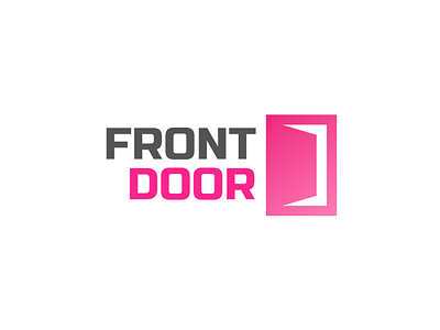 Logo with Open Door | Turbologo brand design branding design gradient house illustration logo logo design open door pink typography ui ux vector