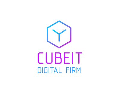 Logo with Gradient Cube | Turbologo abstract brand design branding business cube design digital gradient graphic design illustration logo logo design packaging pentagon startup technology typography ui ux vector