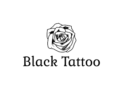 Tattoo Studio Logo with Rose | Turbologo black and white black rose brand design branding design floral flower graphic design illustration logo logo design rose tattoo tattoo studio typography ui ux vector