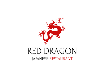 Logo with Japanese Red Dragon | Turbologo animals brand design branding chinese design dragon graphic design illustration japanese japanese food logo logo design red restaurant typography ui ux vector