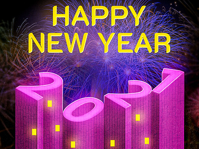 Happy New Year 2021 2021 adobe art design digital art fireworks happy new year 2021 illustration illustrator new year pink