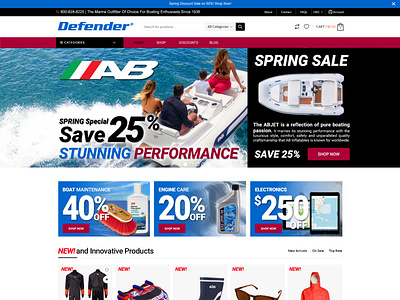 Defender Marine Outfitter animation animation design application design cart design ecommerce photoshop shopping app uiux website website design