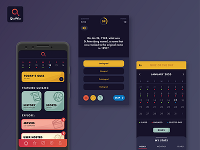 QizWiz User Interface Design app design branding graphic design logo mobile design ui uiux user interface ux