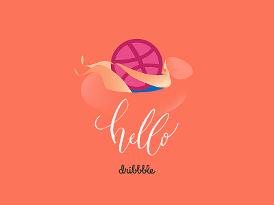 Hello, Dribbble calligraphy debut dribbble illustration thankyou typography