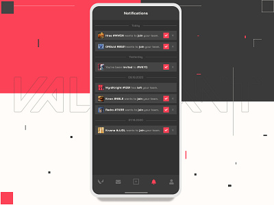 Valorant Team Finder - Notification Screen concept design game mobile app notification ui ux valorant