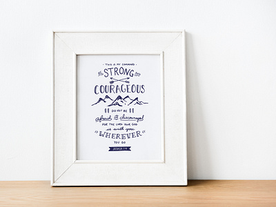 Be Strong and Courageous | Hand Lettered Art Print art print bible verse design hand lettered hand lettering handlettering illustration inspirational