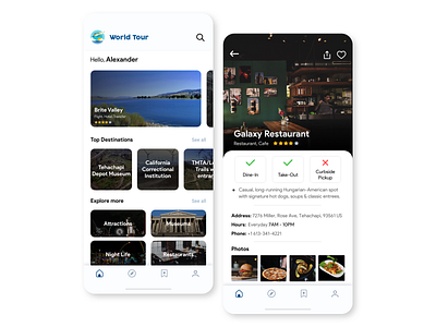 Travel | Tourism Mobile App Concept app app design assessment card clean concept corona covid 19 design explore feature profile restaurant tour tourism travel ui uidesign uiux ux