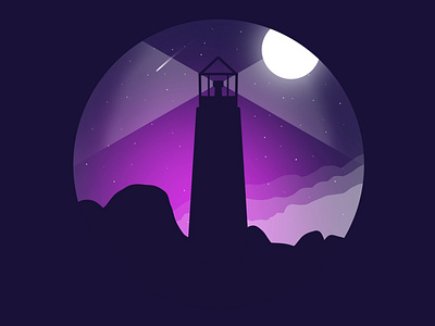 Light house illustration abstract black branding clean concept dark graphic design illustration lighthouse moon