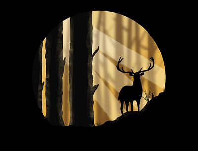 Forest in Dark app app design branding clean concept deer design forest illustration logo shadow ui ux