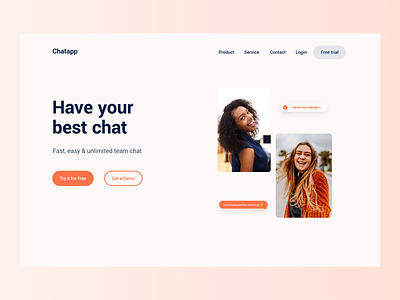 Chatapp landingpage interfacedesign ui web