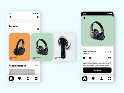 Headphone selling app branding design illustration ui ux