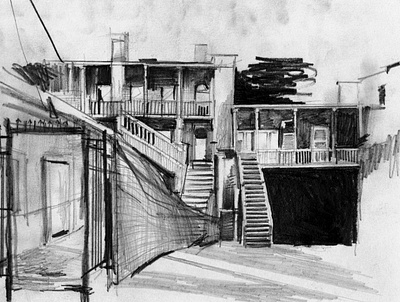 Apartment drawing graphite graphite drawing illustration