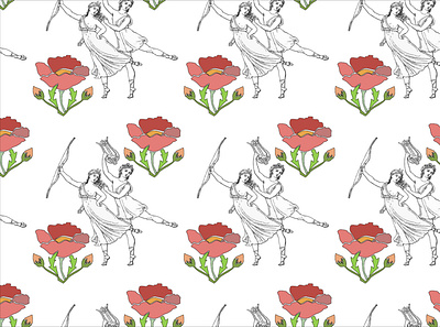 flor art nouveau bailarines griegos art nouveau desinger illustration pattern design textile design textile print