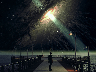 The Pier collage collage art composition darkart photo manipulation photo montage photoshop psychedelic surreal art universe visual art