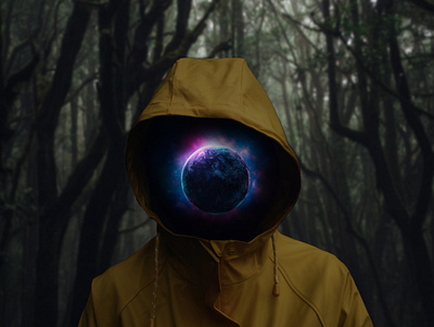 Hoodie collage collage art composition darkart forest photo manipulation photo montage photoshop psychedelic surreal art universe visual art