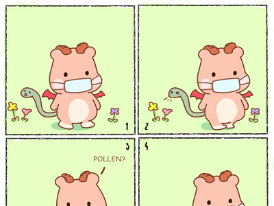 Pollen Season! allergy artwork cartoon chibi comics cute cutedrawing digitalart drawing kawaii mask pollen season webcomic 口罩 季节 授粉 过敏